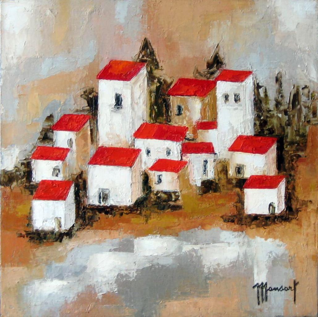  Village blanc 3 - 30 x 30 cm