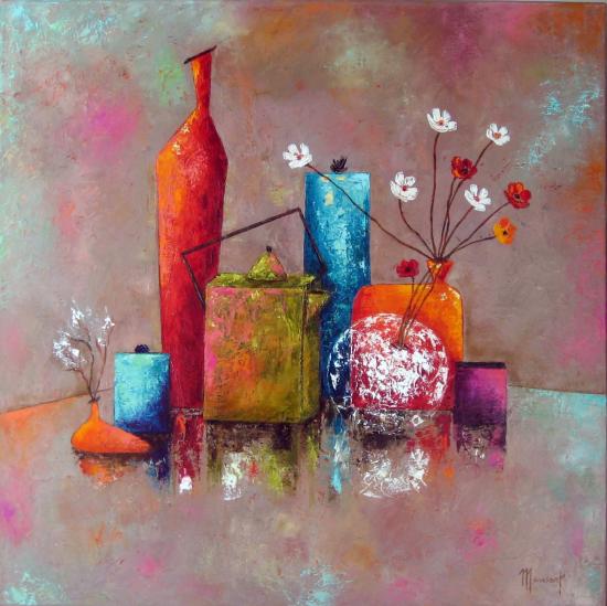 Ambiance colorée - 80 x 80 cm - vendu