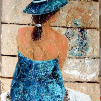 Chapeau bleu - 67 x 47 cm