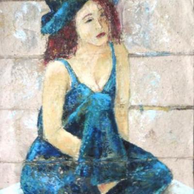 Jeune fille en bleu - 67 x 47 cm