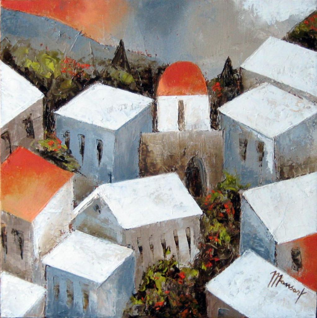 Toits blancs 2 - 30 x 30 cm